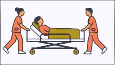 Transfert horizontal d'un patient alité par deux soignants