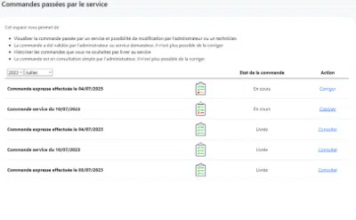 Interface Gestion des approvisionnements pour la restauration collective