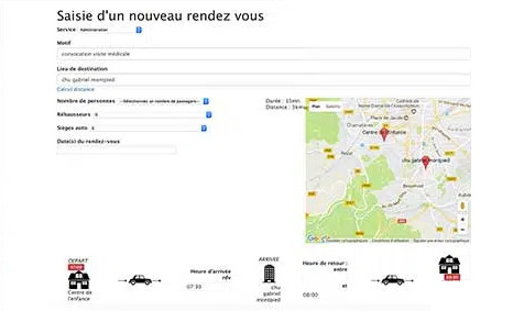 Interface Gestion de transport de personnes — planification et coordination des courses